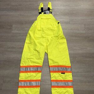 Tough Duck Hi-Vis Neon Yellow Reflective Insulated Bibs NWT Men’s Size XL